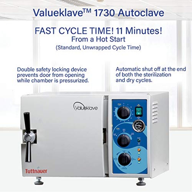 Tuttnauer 1730 Valueklave | Tamaño compacto y fácil operación | Autoclave ideal para oficinas pequeñas