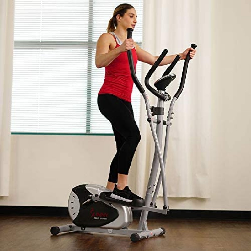 Máquina elíptica Sunny Health & Fitness SF-E905 con resistencia de 8 niveles y monitor digital