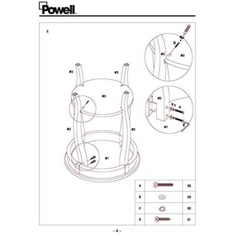 Mesa redonda con estante Powell Furniture, color negro