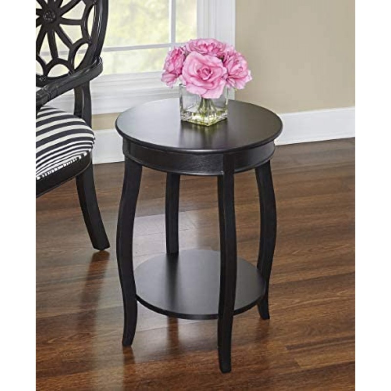 Mesa redonda con estante Powell Furniture, color negro