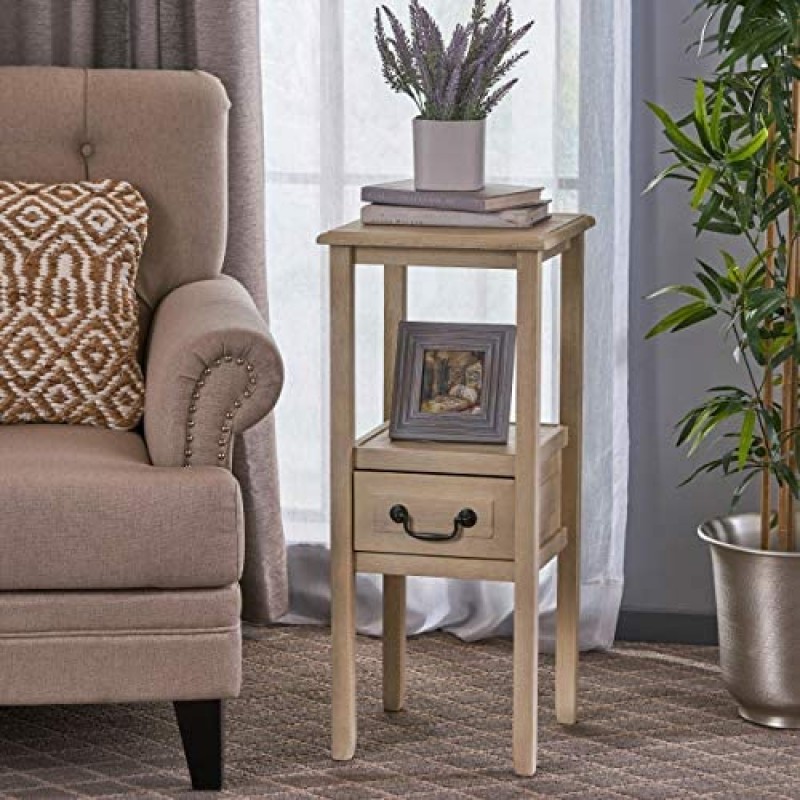 Christopher Knight Home Mesa decorativa de madera de acacia Rivera, niebla matutina cepillada