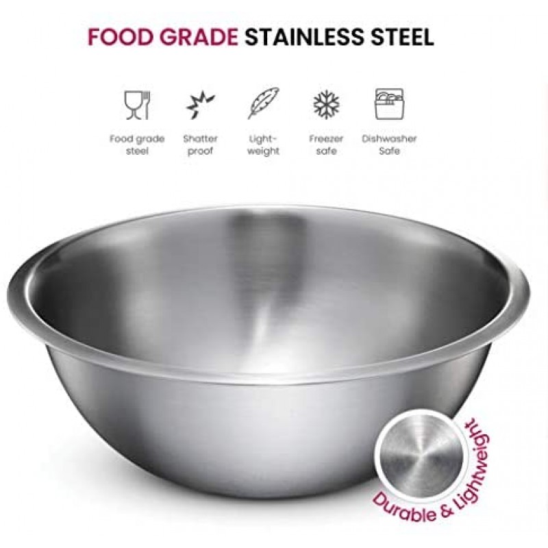 Tazones para mezclar de acero inoxidable (juego de 6) Juego de tazones para mezclar de acero inoxidable: fáciles de limpiar, tazones encajables para ahorrar espacio, ideales para cocinar, hornear y preparar