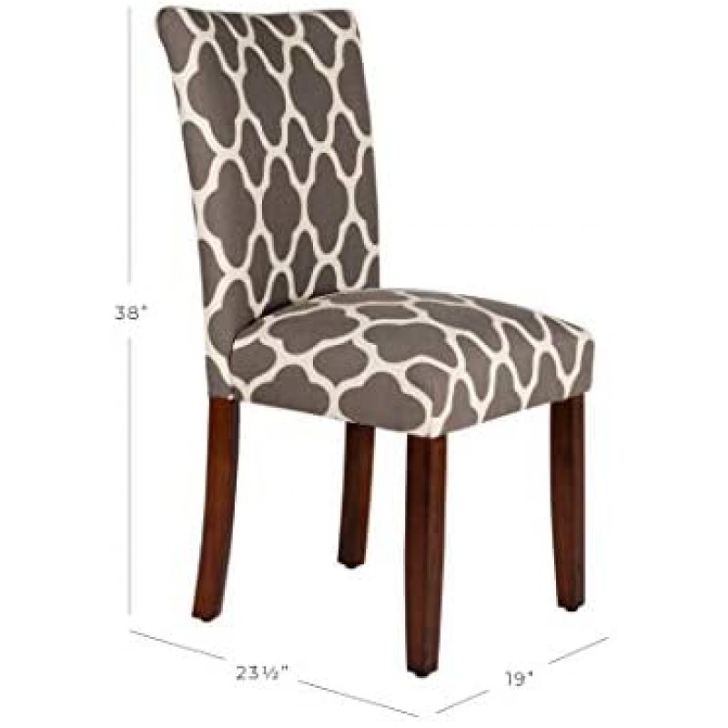HomePop Parsons - Juego de 2 sillas de comedor tapizadas clásicas, color gris y crema geométrico