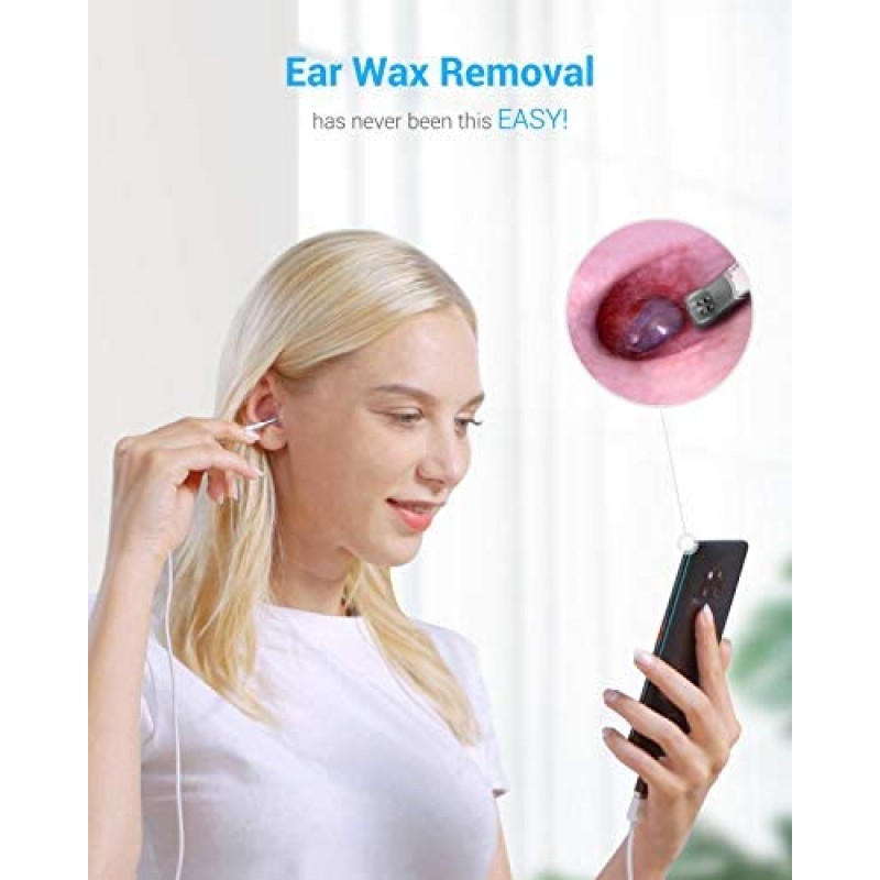 Anykit Herramienta de eliminación de cera para oídos, otoscopio HD para Android y PC, no para iPhone/iPad, cámara de visión ultra clara con removedor de cera, endoscopio de oído con luces LED, cámara de limpieza de oídos con cuchara para oídos