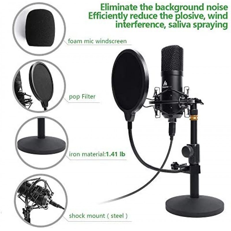 Kit de micrófono USB 192KHZ/24BIT MAONO AU-A04T PC Condensador Podcast Streaming Micrófono cardioide Plug & Play para computadora, YouTube, grabación de juegos