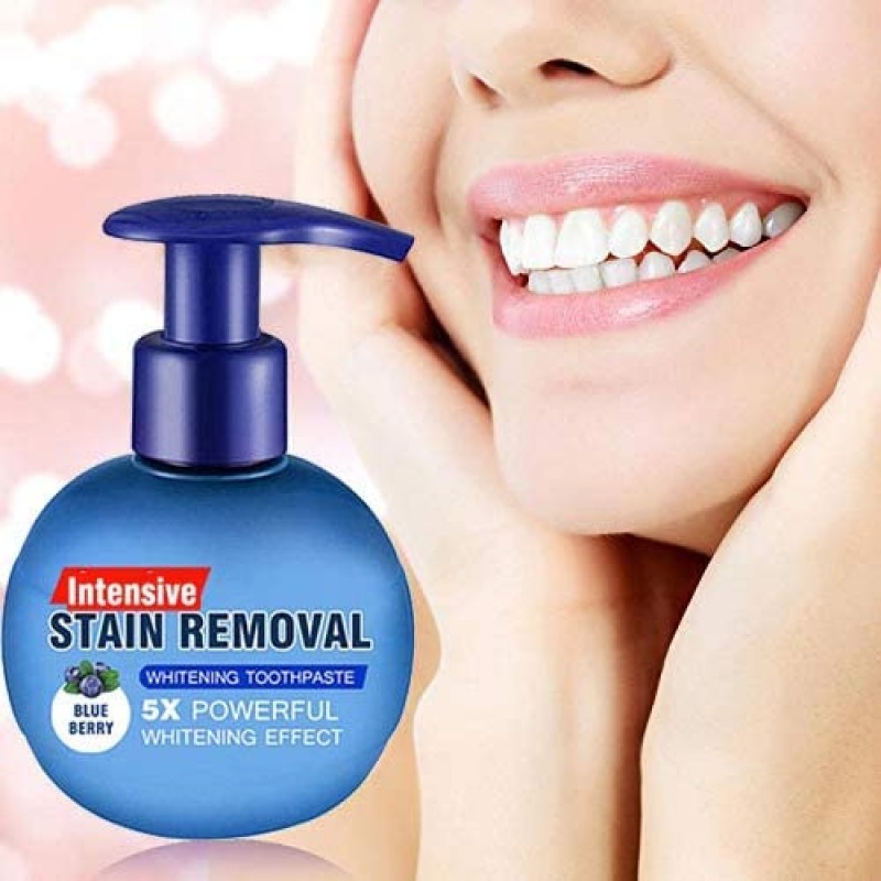 Pasta de dientes blanqueadora intensiva para eliminar manchas, bicarbonato de sodio, lucha contra el sangrado de encías, limpieza potente, pasta de dientes de prensa Natural sin fluoruro