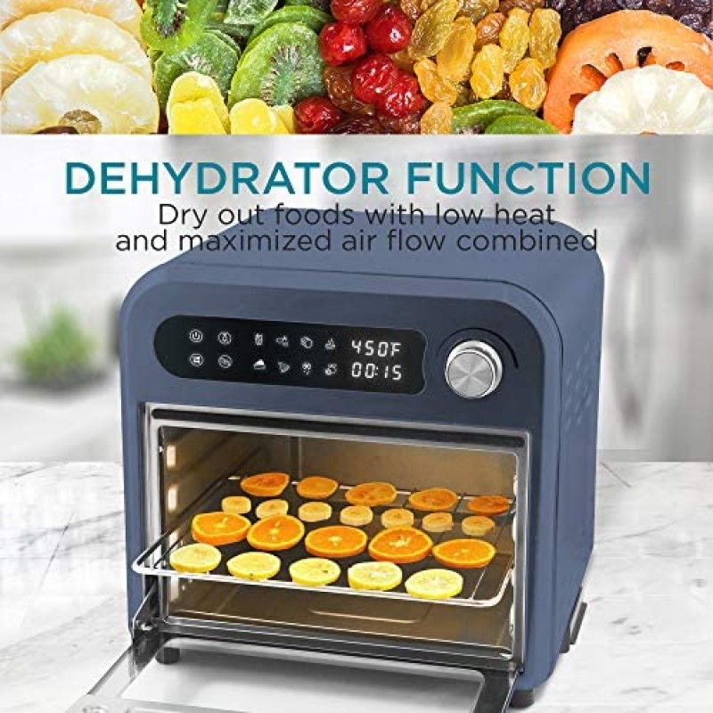 Elite Gourmet Maxi-Matic EAF1010D Freidora programable de 10 L, horno de convección para encimera, controles de temperatura + temporizador, hornear, tostar, asar, freír al aire, 10,5 cuartos, acero inoxidable