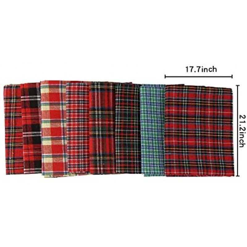 Patrones navideños de tartán de tela de algodón - Selección de 8 piezas de diferentes cuadros para manualidades | Bricolaje | Costura | Álbumes de recortes | Acolchar | Retazos | Máscaras faciales y más 21,3 x 17,7 pulgadas