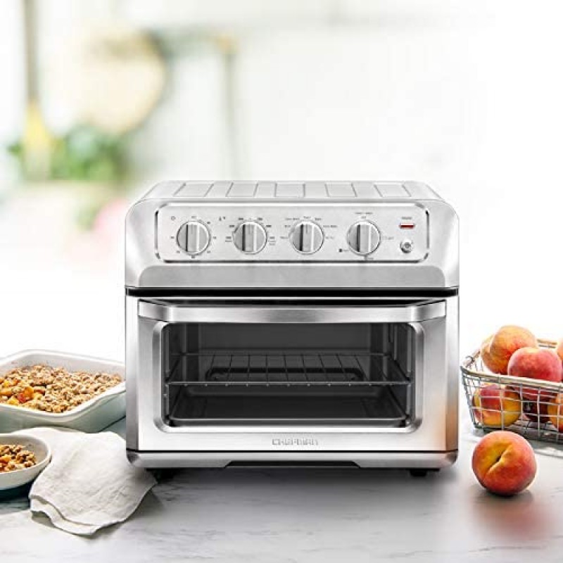Chefman Horno tostador y freidora de aire de 20 litros, combo 7 en 1 con horneado y asado por convección, apagado automático, temporizador de 60 minutos, freír sin aceite, interior antiadherente, accesorios y libro de cocina incluidos, acero inoxidable