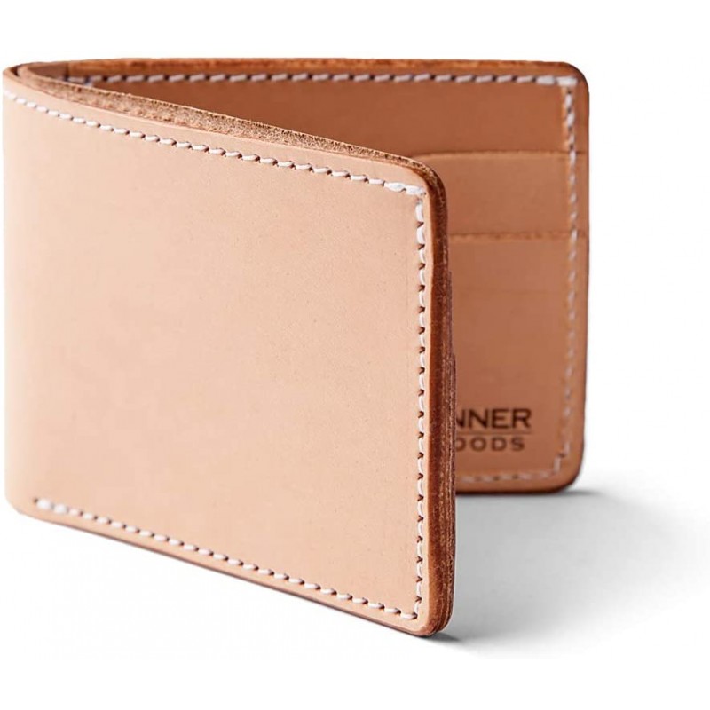 Productos curtidores | Cartera plegable tradicional con 4 ranuras para tarjetas, cuero natural