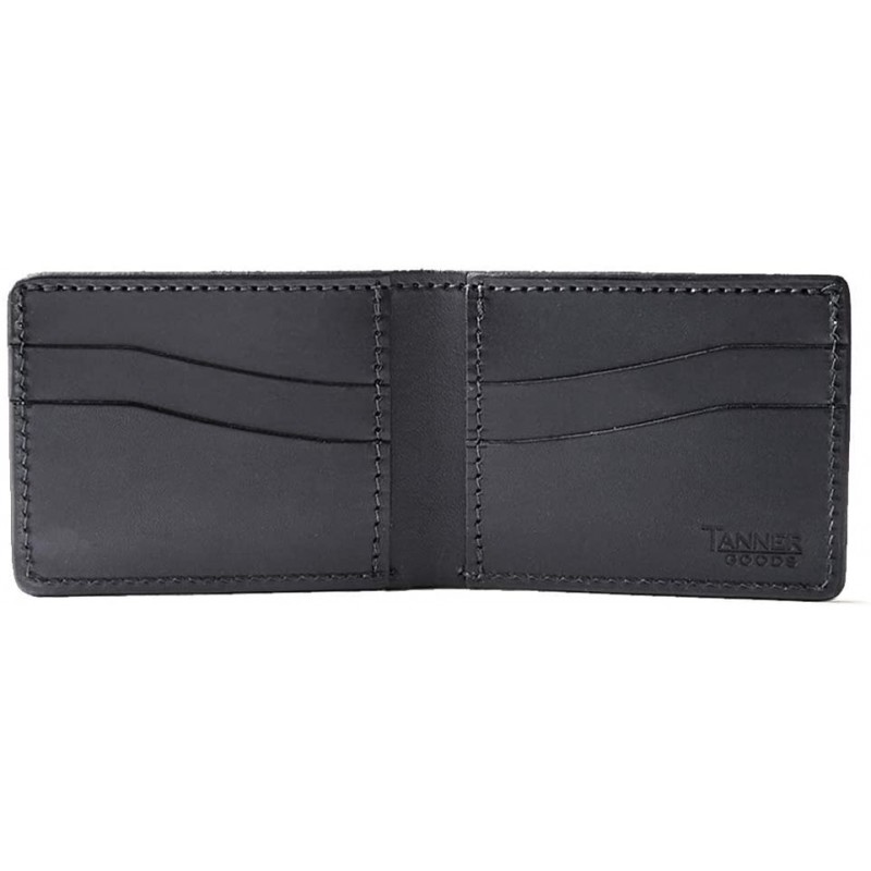 Productos curtidores | Cartera plegable tradicional con 4 ranuras para tarjetas, cuero con brida inglesa negra