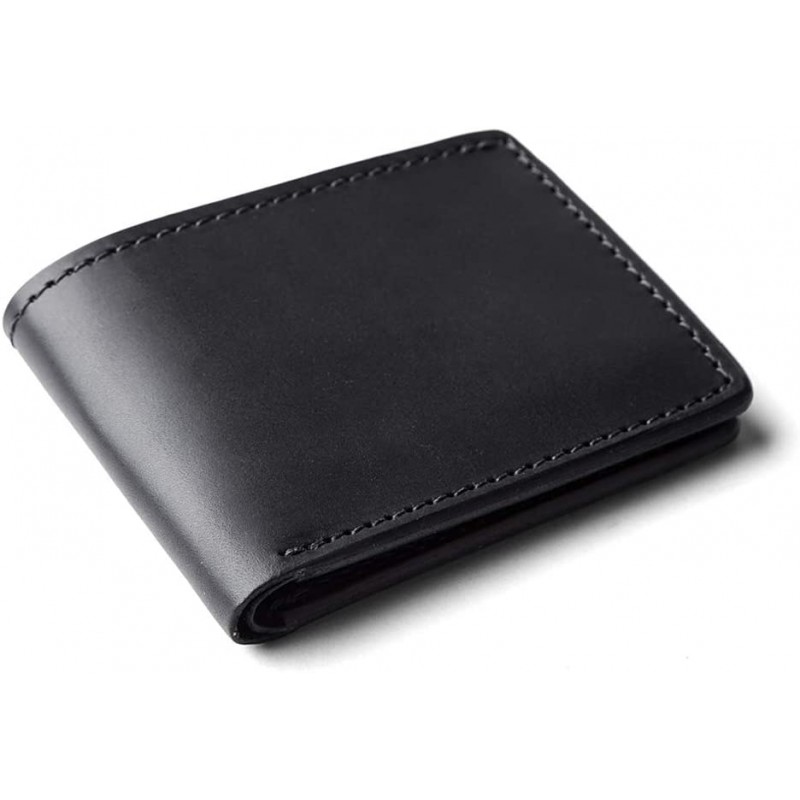 Productos curtidores | Cartera plegable tradicional con 4 ranuras para tarjetas, cuero con brida inglesa negra