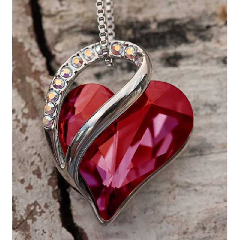 Leafael Collar con colgante de corazón de amor in...