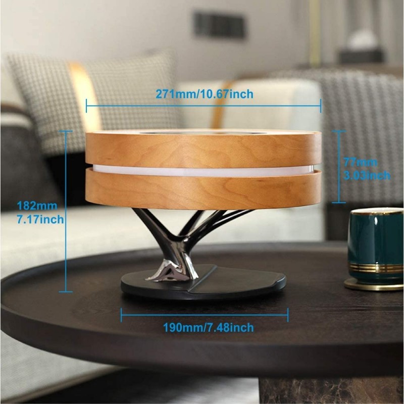 Lámpara regulable para mesita de noche, lámpara táctil Focondot, altavoz Bluetooth incorporado y cargador inalámbrico rápido, lámpara de mesita de noche de arce multifunción con modo de suspensión y reloj digital para dormitorio, sala de estar