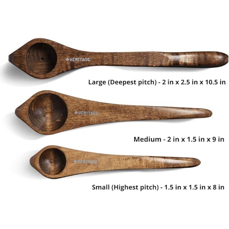 Instrumento de percusión de cucharas musicales Heritage, madera de arce canadiense hecha a mano, sonido folk de madera natural, gran regalo para adultos y niños con cualquier experiencia musical, grande y negro