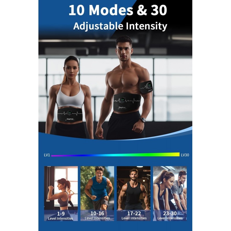 Daphne Estimulador ABS, Tónico Muscular Estimulador Ab, Estimulador Muscular Eficaz para Abdomen, Brazos, Piernas, Cinturón de Tonificación Abdominal