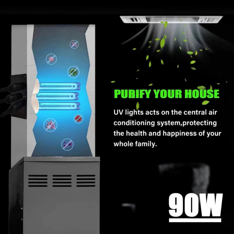 Purificador de aire para toda la casa conducto luz ultravioleta Hvac Ac filtro germicida limpiador de aire UV (90, vatios)